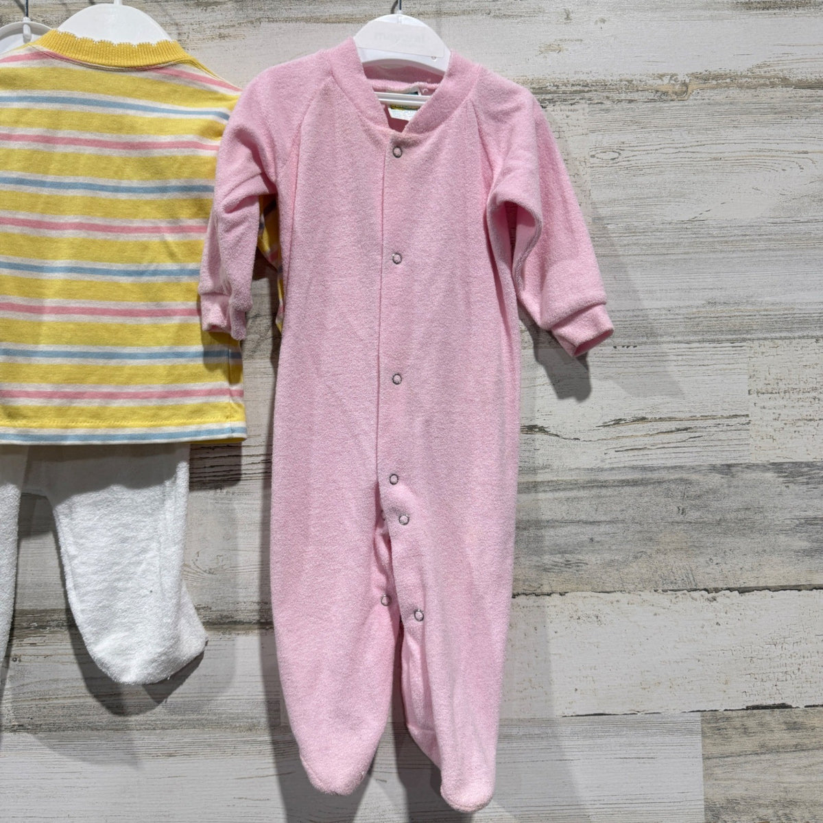 Vintage Baby Bundle 6-12m Panda Winning Colours Sleepers Shirt Pink Striped Lot6