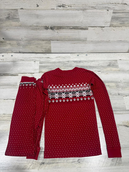 Hanna Andersson Pajamas Kids Size 14 Red Fair Isle Snowflake Cotton Set EUC3