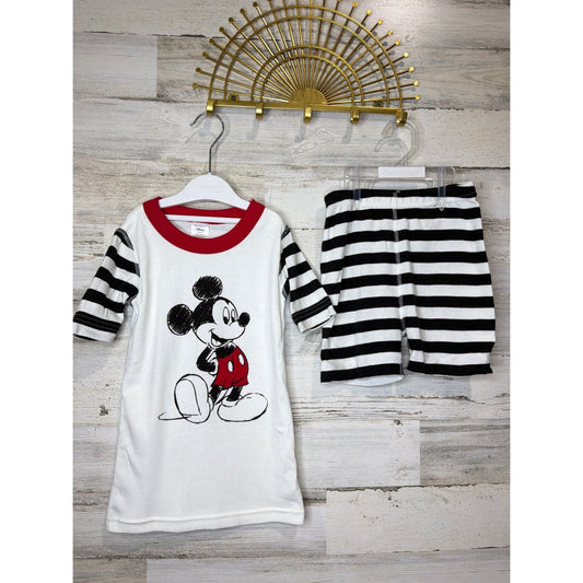 Hanna Andersson Pajama Set Kids 6-7 White Mickey Mouse Disneycore EUC0