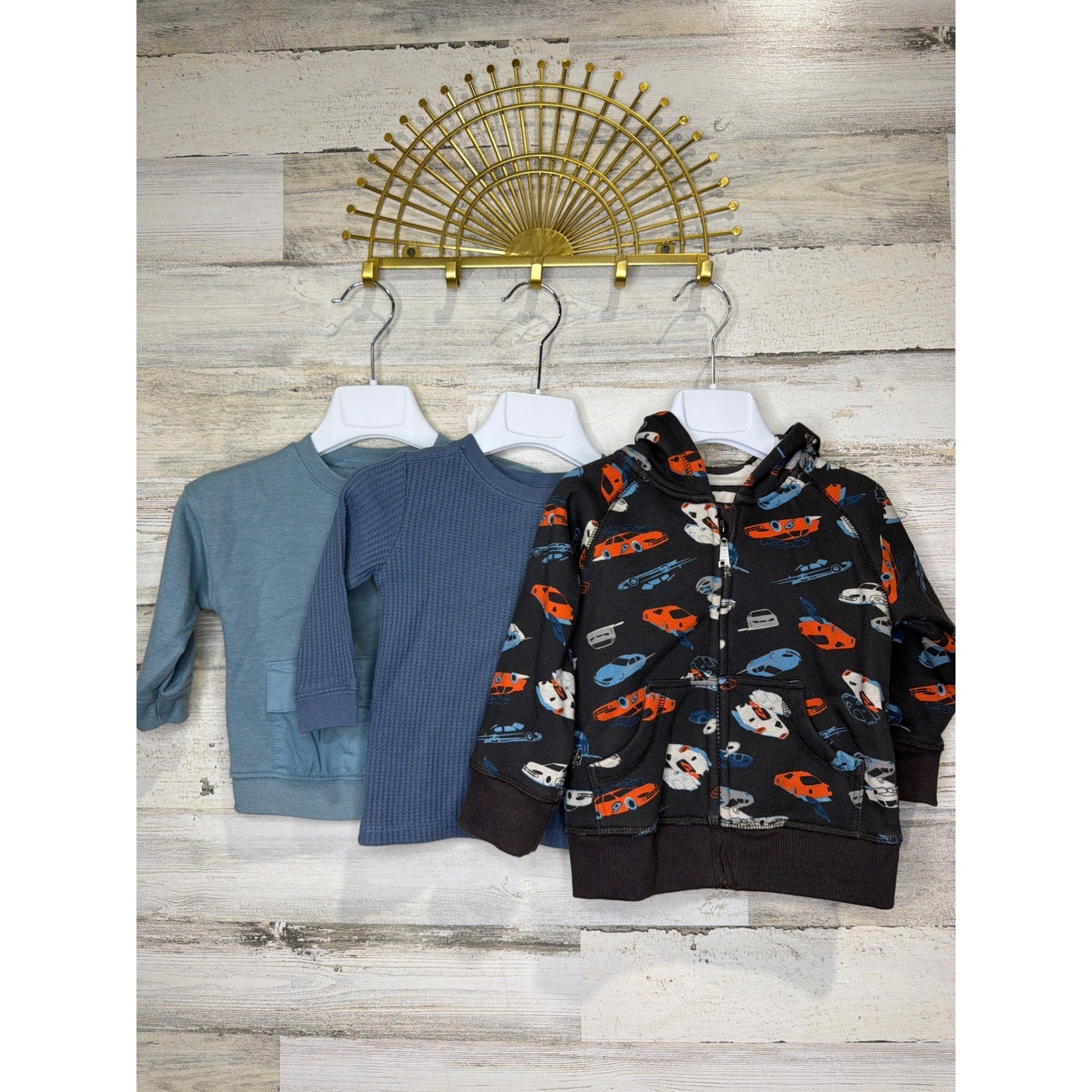 Carter's Easy-Peasy Pumpkin Patch Boy 12M Blue Car Bundle Thermal EUC0