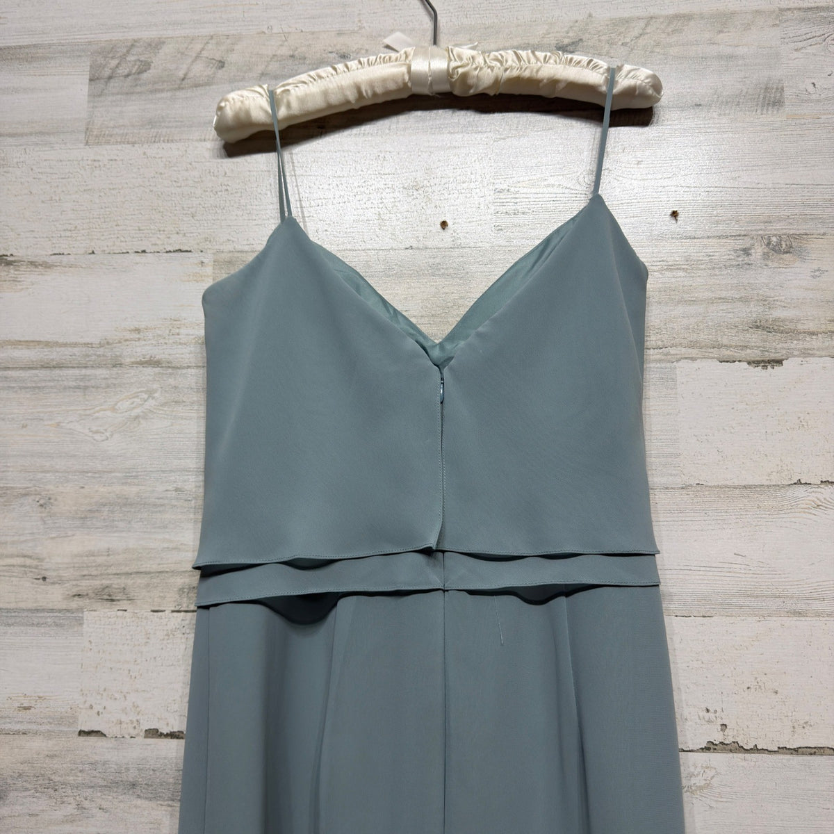 Jasmine Belsoie Maxi Dress Women 16 Blue Ruffle Chiffon Formal Bridesmaid EUC3