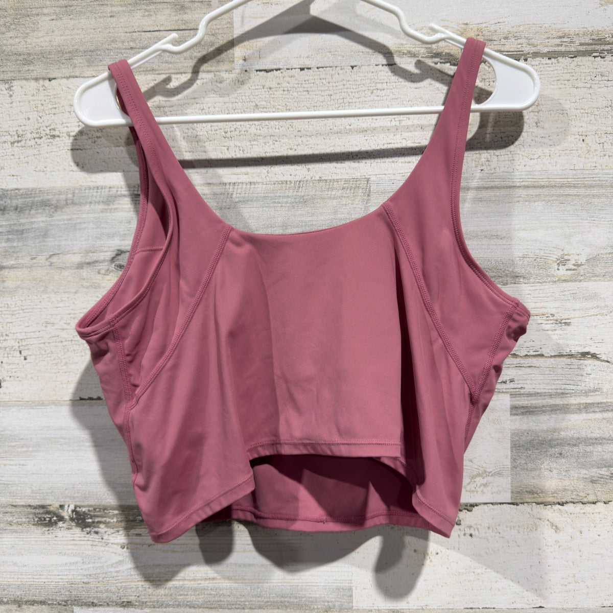 Crop Tank Women XXL Pink V-Neck Built-in Bra Activewear EUC2