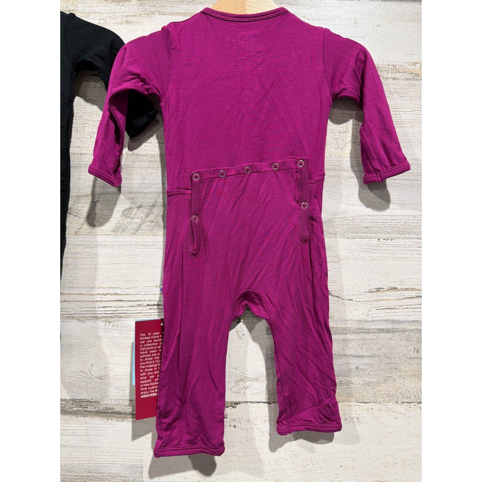 KicKee Pants Bamboo Footie Bundle Girls NB 0-3M Black Purple Ruffle Solid NWT4