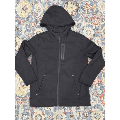Old Navy Active Full Zip Hoodie Boys 10/12 Black Tech Fleece Sportswear EUC0