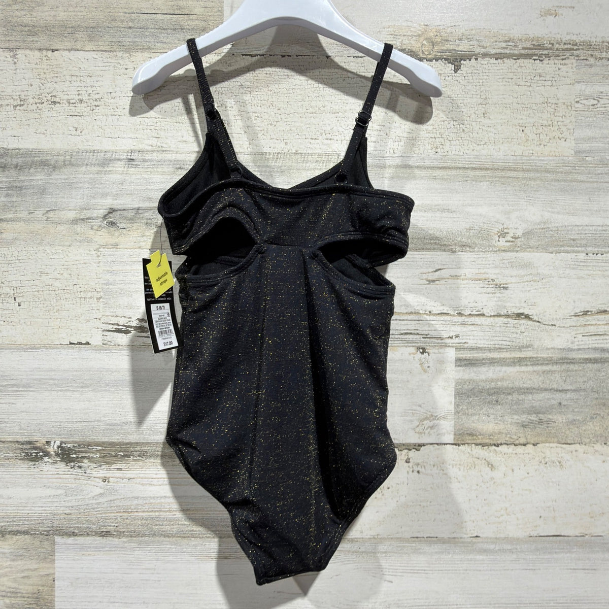 Art Class Swimsuit Girls 6/7 Black Gold Metallic Cutout Shimmer NWT3