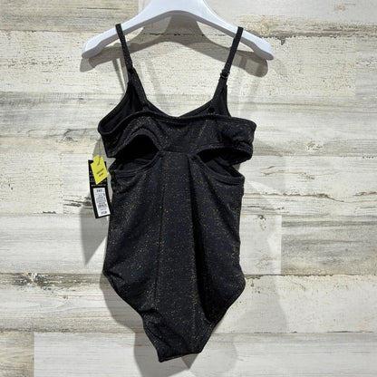 Art Class Swimsuit Girls 6/7 Black Gold Metallic Cutout Shimmer NWT3