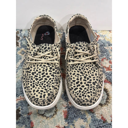 Skechers Bobs Skipper Shoes Women 7.5 Tan Leopard Print Canvas Slip On1