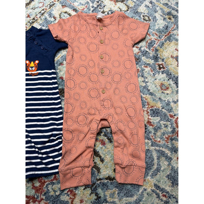 Disney Little Planet Grayson Collective Boys 6-12M Romper Overalls Bundle EUC3