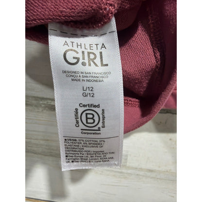 Athleta Girl Polo Sweatshirt Girls 12 Large Cropped Boxy French Terry Athleisure4