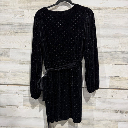 Nine West Velvet Wrap Dress Women XXL Black Silver Pin Dot Metallic Holiday EUC3