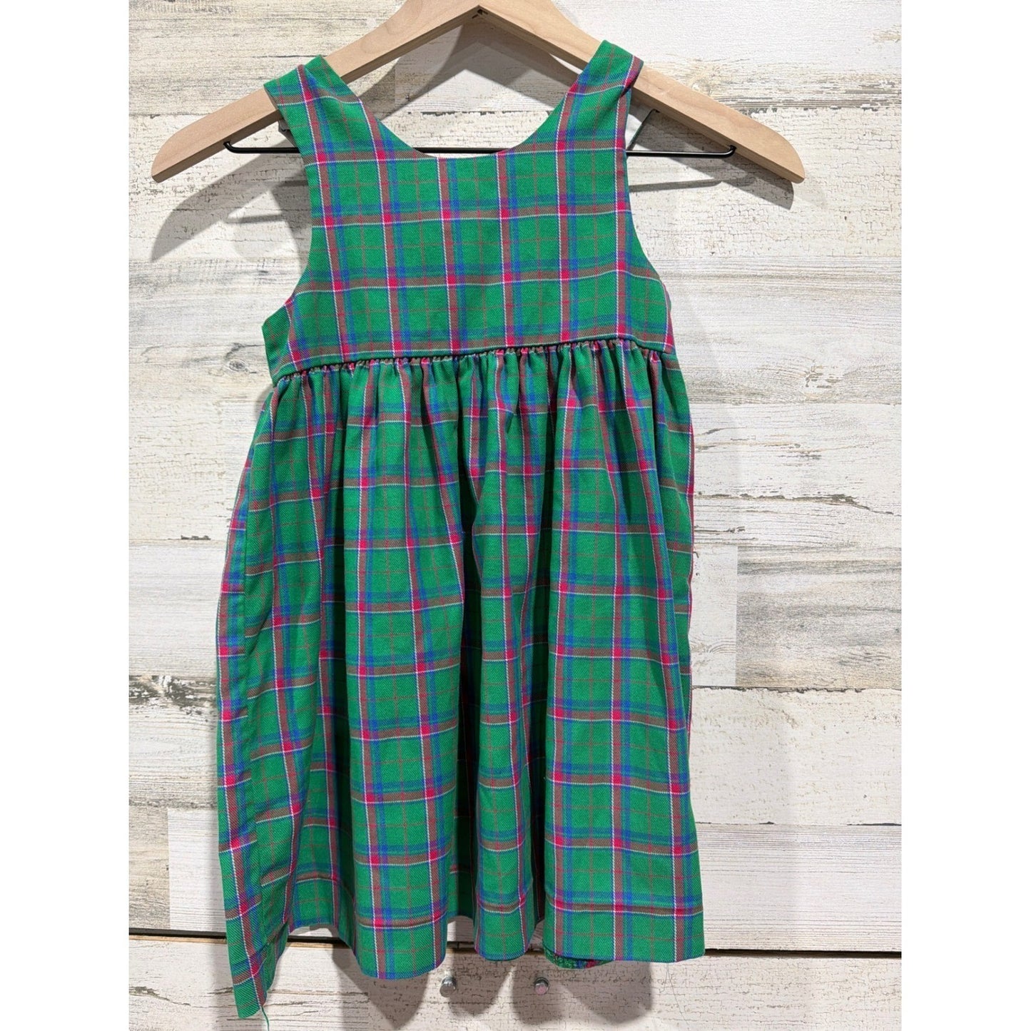 Kelly's Kids Dress Girls 4 Green Pink Plaid Rotary Phone Vintage2