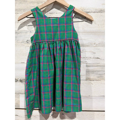 Kelly's Kids Dress Girls 4 Green Pink Plaid Rotary Phone Vintage2