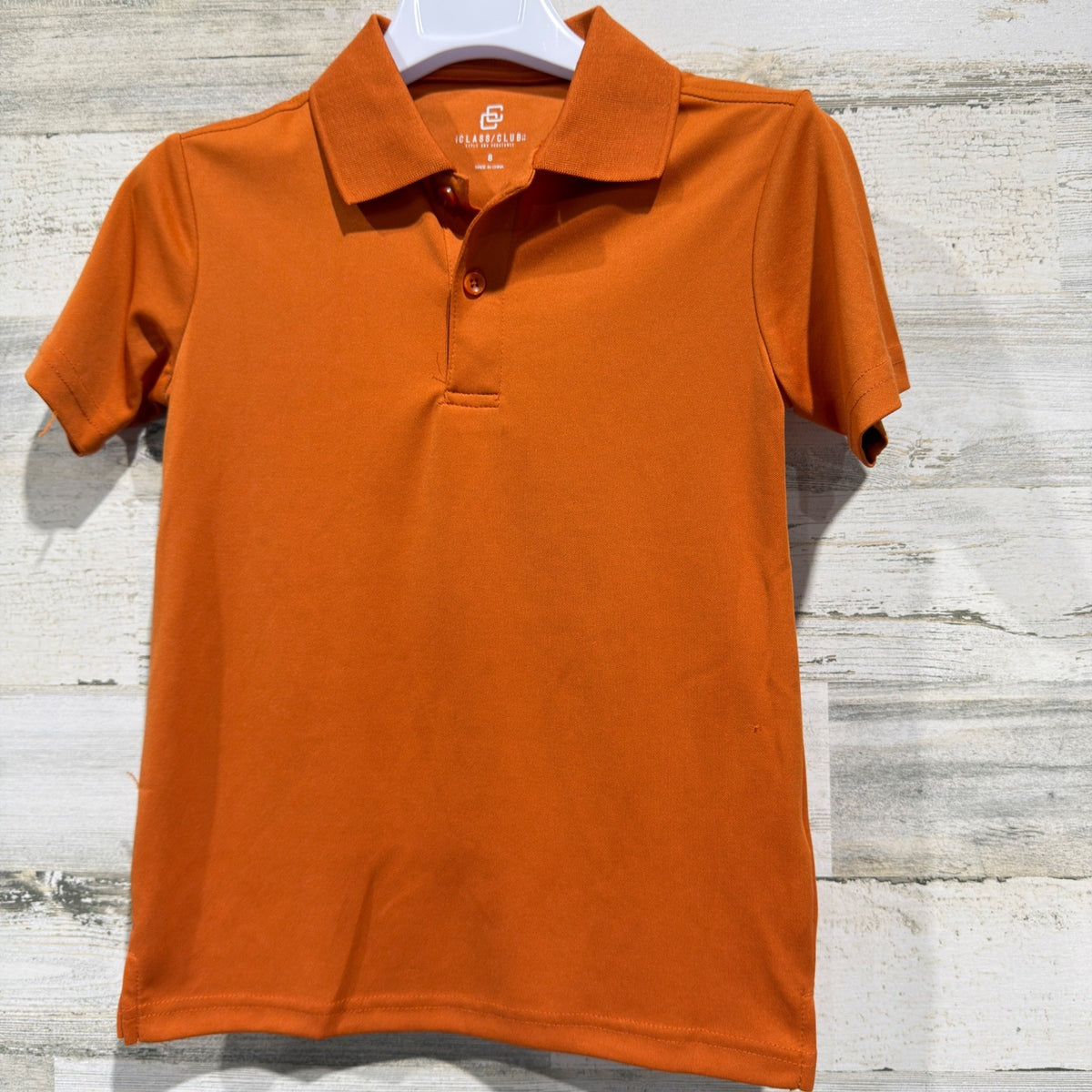 Class Club Polo Shirt Boys Size 8 Orange Short Sleeve *Flawed0