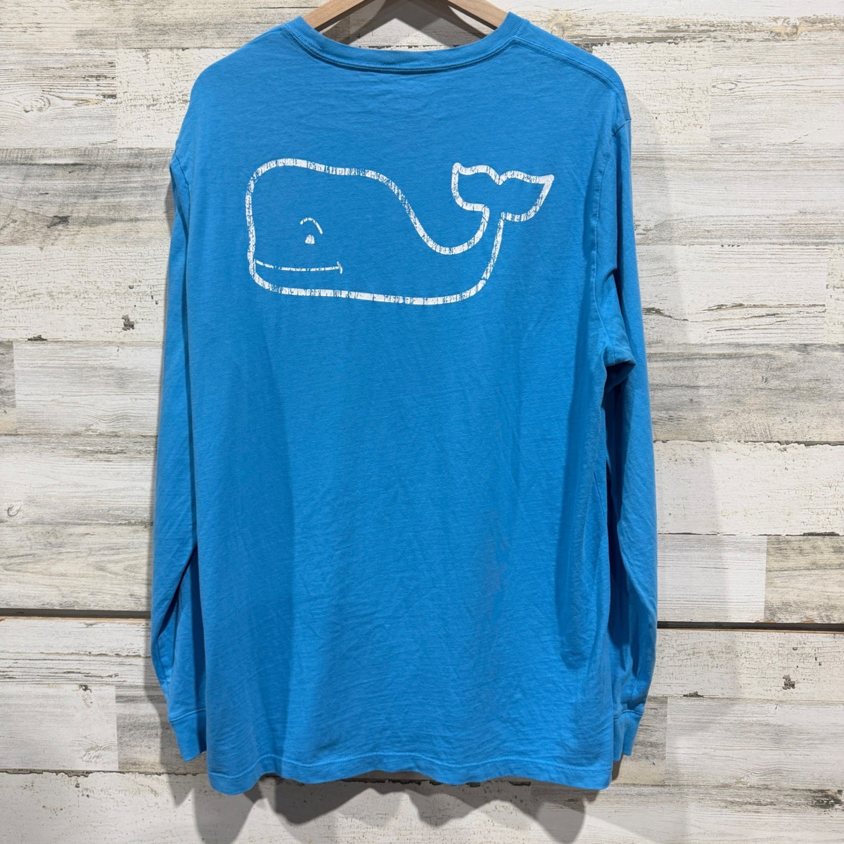Vineyard Vines Pocket Tee Men L Blue Long Sleeve Whale Graphic Preppy GUC3