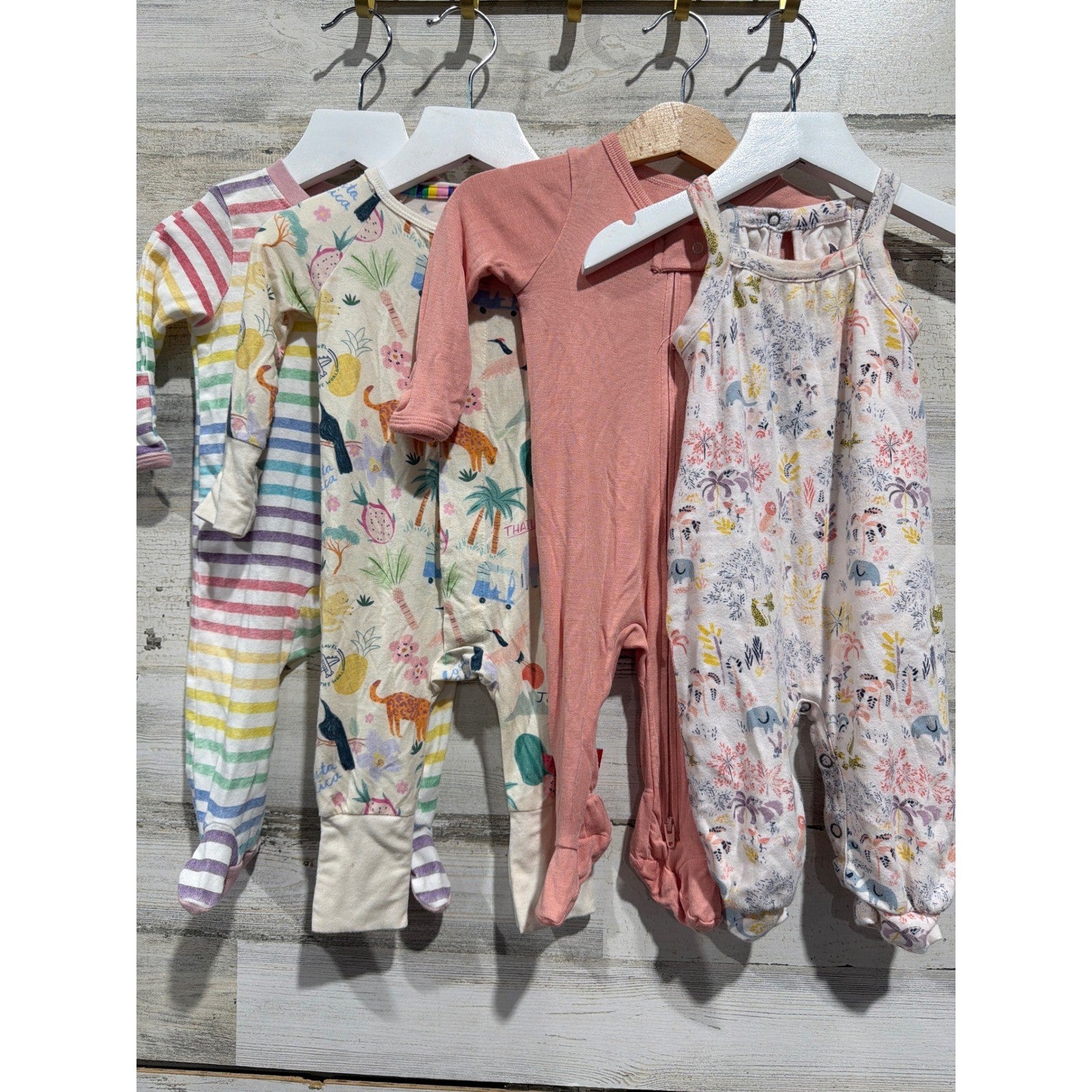 Honest Baby Magnetic Me Girls 0-3M Pink Floral Tropical Organic Cotton Bundle0