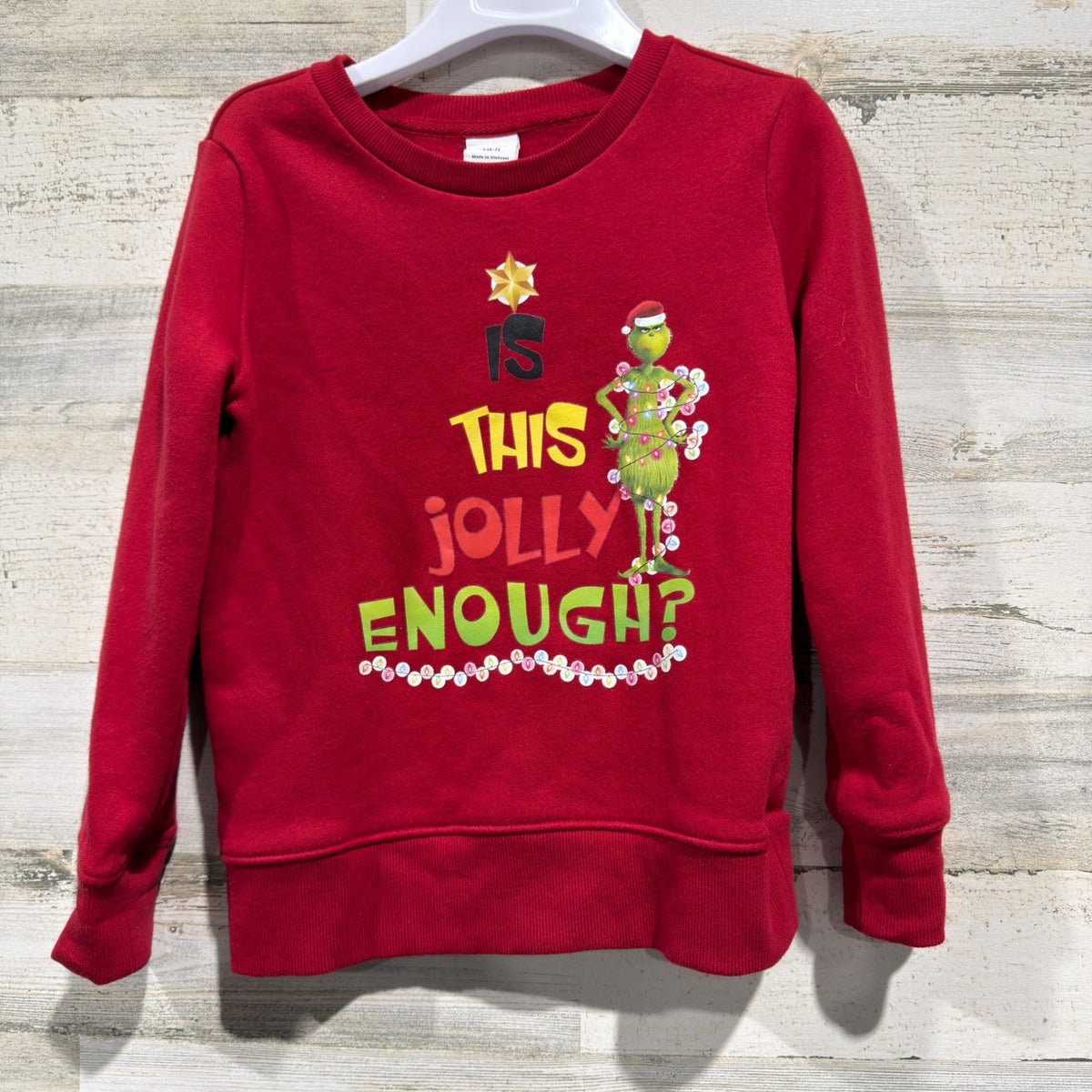 Amazon Essentials The Grinch Sweatshirt Kids S 6-7 Red Cotton Blend Holiday EUC0