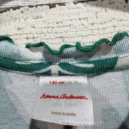 Hanna Andersson Holiday Tree Dress Girls 10 Green 100% Cotton EUC2