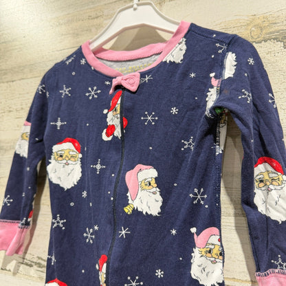 Beaufort Bonnet Company Santa Pajama Sleeper Girls 4T Navy Pima Cotton Flawed*1