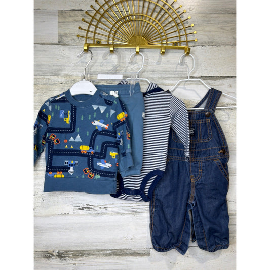 Carter's OshKosh Bundle Boys 3M Blue Construction Denim Organic Workwear0