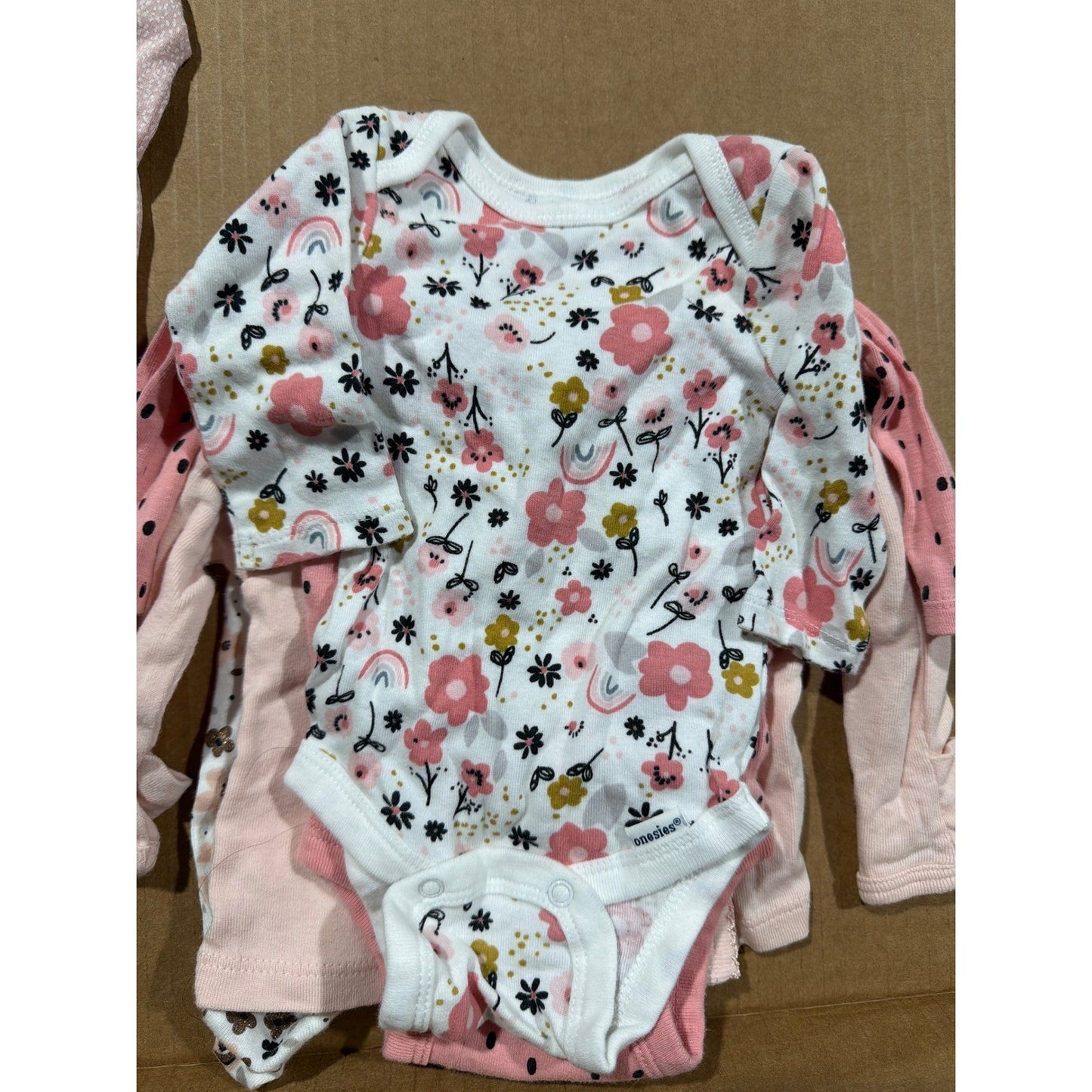 Gerber Onesies Leggings Bundle Girls NB Pink Floral Rainbow Babycore EUC4