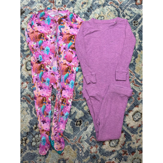 Disney Posh Peanut Little Sleepies Girls 18-24M Pink Ribbed Mermaid PJ Bundle0