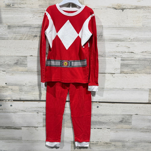 Power Rangers Pajama Set Kids Size 10 Red Graphic Costume Sleepwear *Flawed0