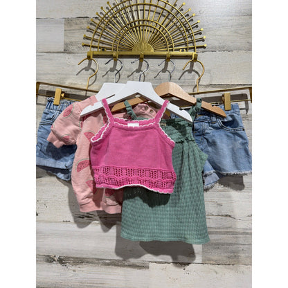 OshKosh Cat & Jack Miss Girls 3T Pink Green Bundle Summer Knit Boho EUC0
