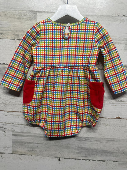 Swoon Baby Romper Girls 12M Rainbow Plaid Long Sleeve Bubble NWT1