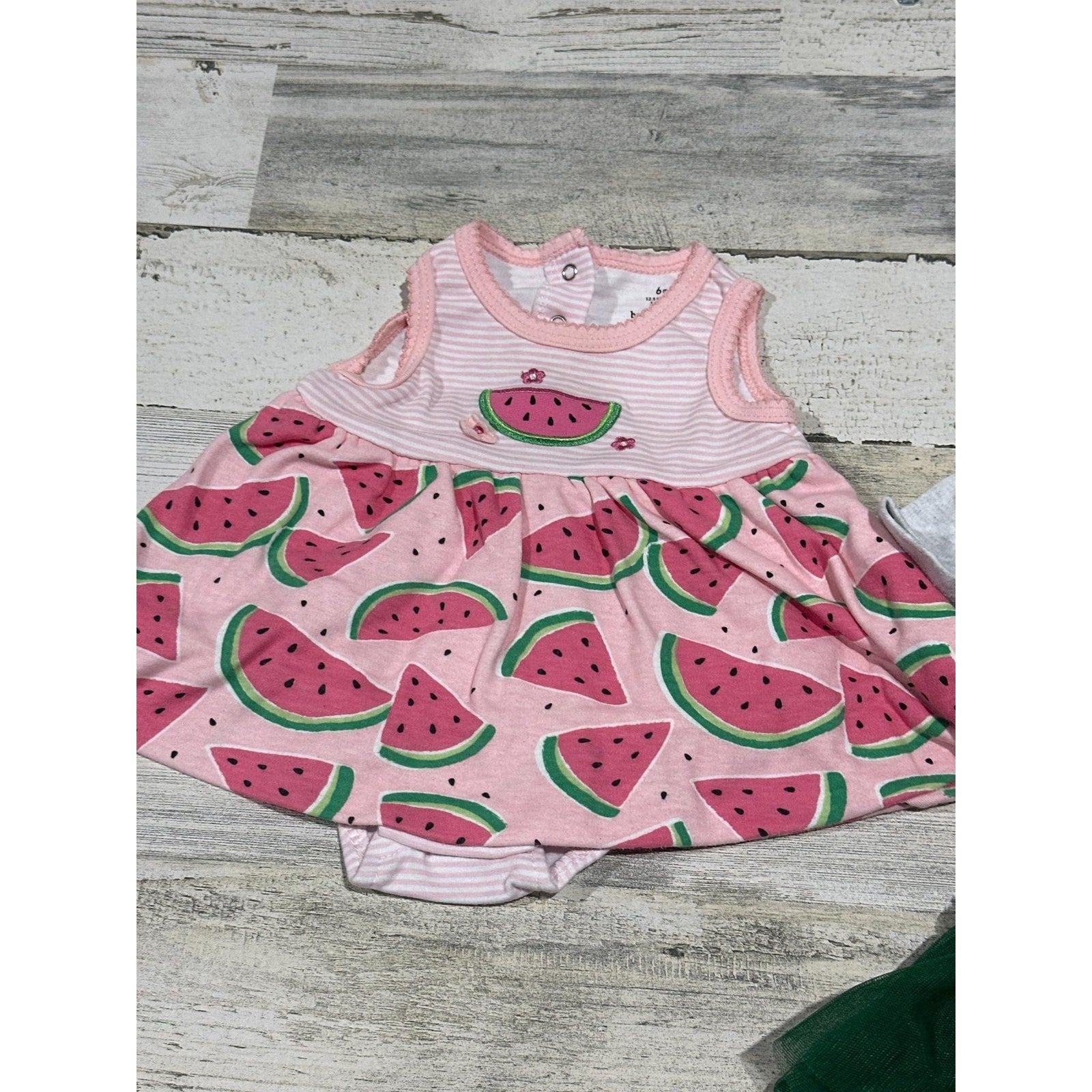 Girls 6-9M Bundle Pink Green Watermelon Sassy EUC1