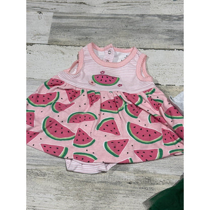 Girls 6-9M Bundle Pink Green Watermelon Sassy EUC1