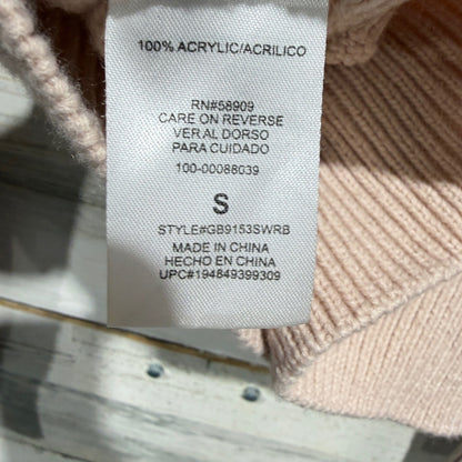 GB Sweater Women S Pink Ruffle Neck Cable Bobble Knit Coquette EUC4
