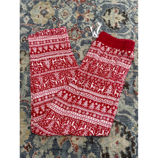 Little Sleepies Pajama Pants Men's Medium Red White Fair Isle Reindeer Holiday0