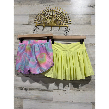 All In Motion Old Navy Shorts Skort Girls L 10/12 Pink Yellow Active EUC3
