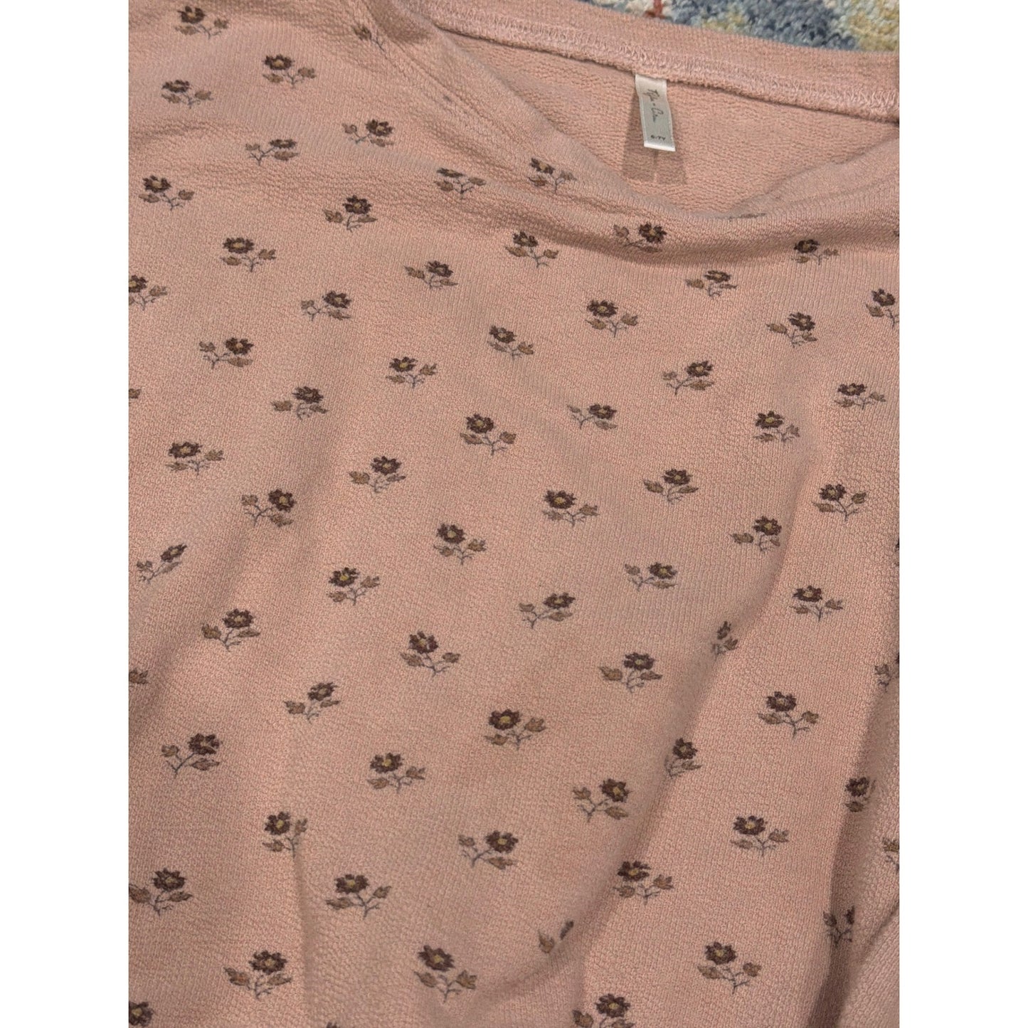 Rylee + Cru Floral Sweatshirt Girls 6/7 Pink Boho Long Sleeve EUC2