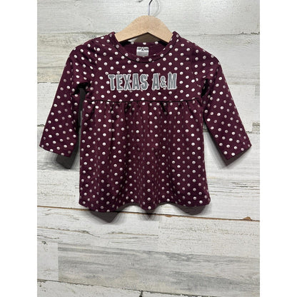 Colosseum Texas A&M Dress Girls 3-6M Maroon Polka Dot Gameday Aggies EUC0