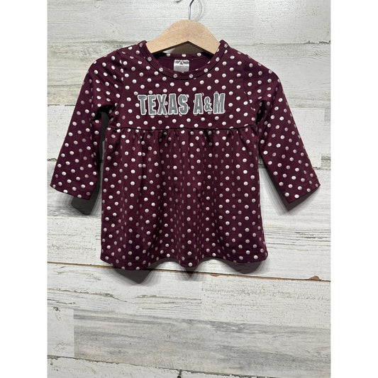 Colosseum Texas A&M Dress Girls 3-6M Maroon Polka Dot Gameday Aggies EUC0