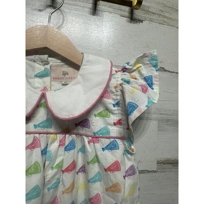 Smockingbird Dress Girls 4T White Megaphone Cheer Flutter Sleeve EUC1