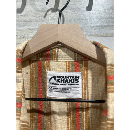 Mountain Khakis Button Down Shirt Mens XXL Beige Striped Gorpcore EUC1