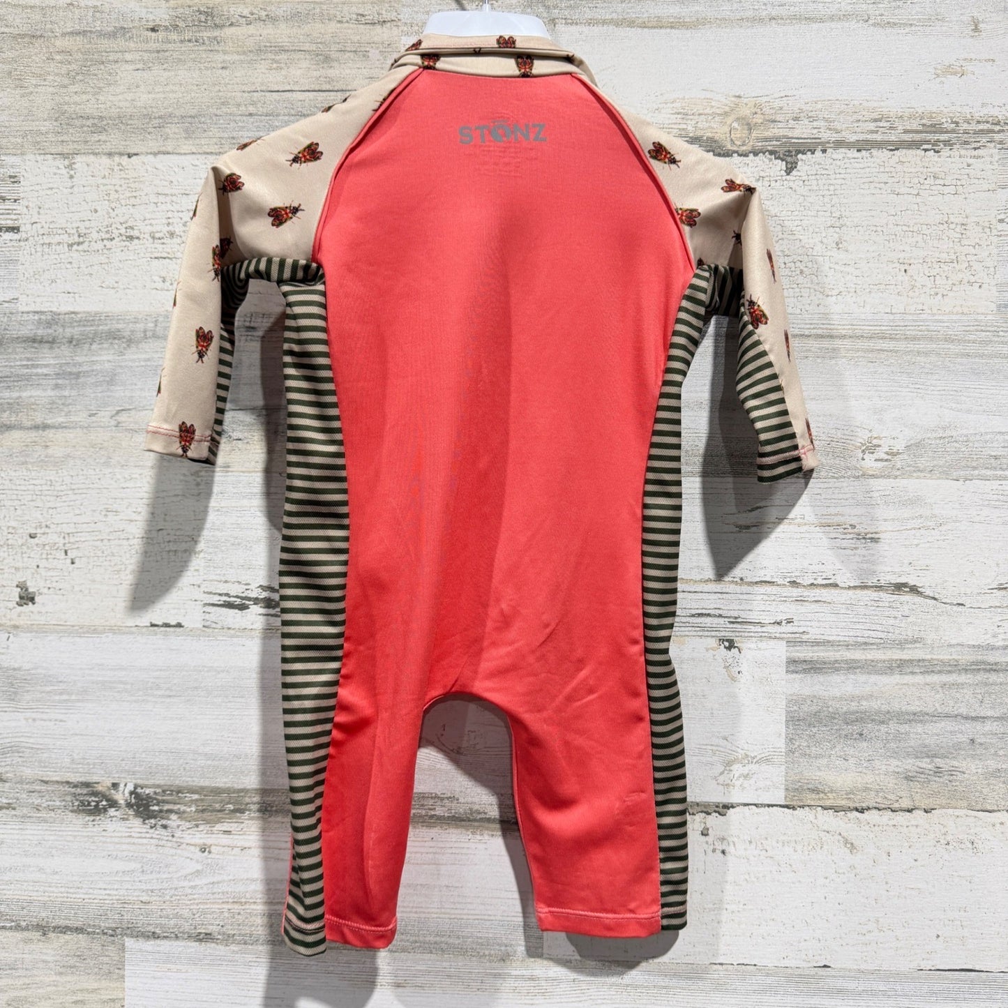 Stonz Sun Suit Baby 0-6M Pink Insect Print UPF 50 Swim Rash Guard NWT3