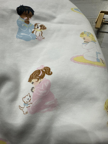 The Beaufort Bonnet Company Pillowcase Kids Standard White Blue Praying NWOT3