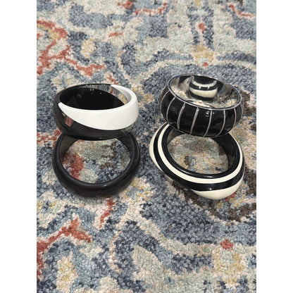Bangle Bracelet Bundle Women Black White Geometric Mod2