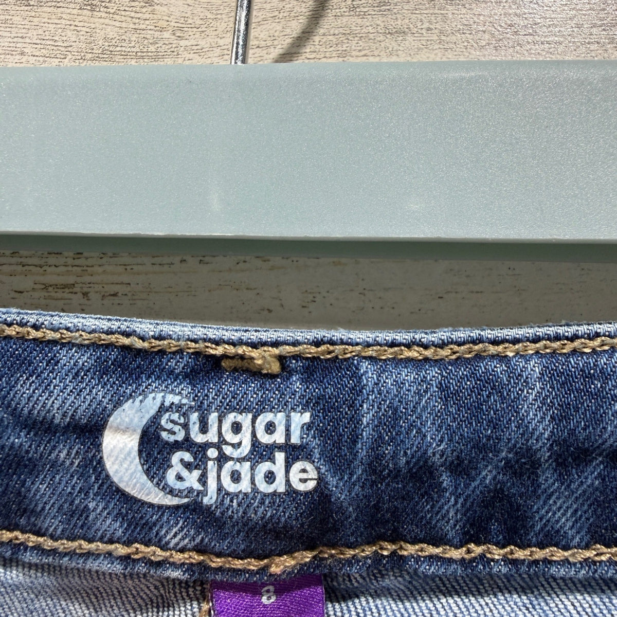 Sugar & Jade Distressed Straight Jeans Girls 8 Blue Cotton Denim Y2K3