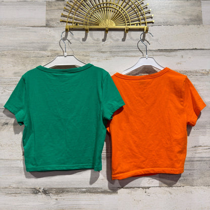 Crop Top 2pk Women S Green Orange Short Sleeve Basic Streetwear EUC4