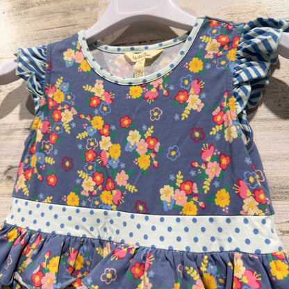 Matilda Jane Tiered Ruffle Tunic Top Girls 8 Floral Polka Dot Cotton Boho EUC3