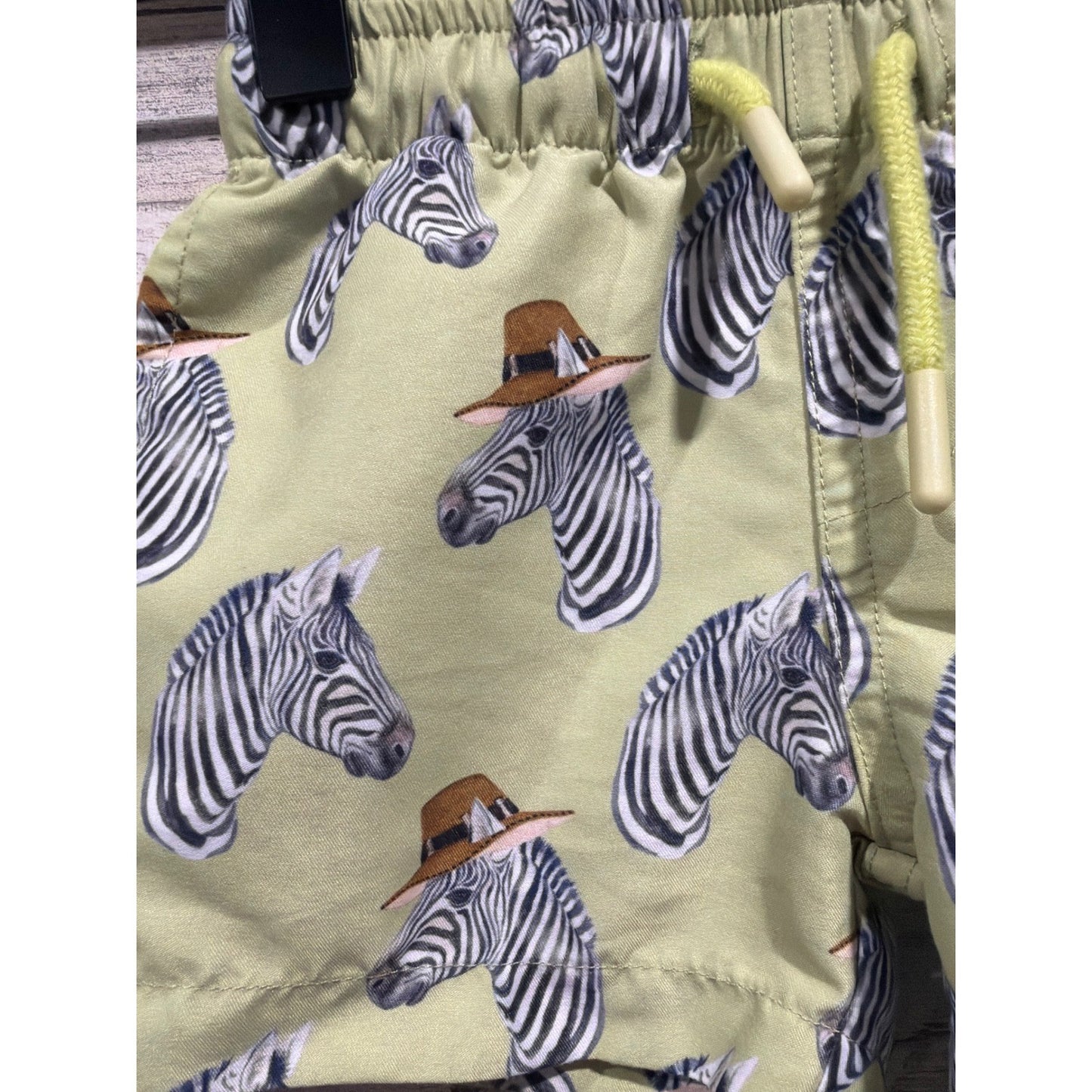Posh Peanut Swim Trunks Boys 6-12 Months Green Zebra Safari Beachwear Resort1