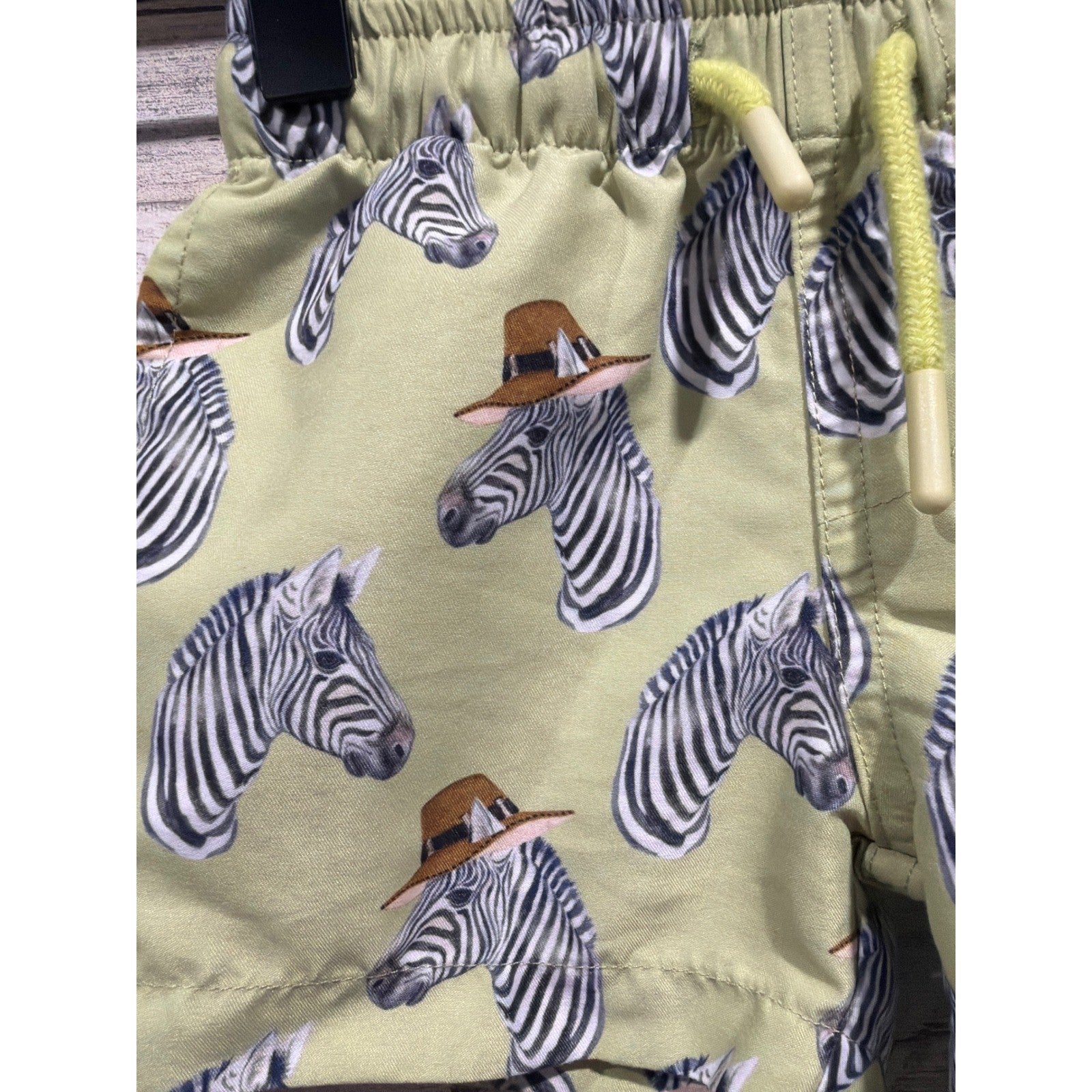Posh Peanut Swim Trunks Boys 6-12 Months Green Zebra Safari Beachwear Resort1