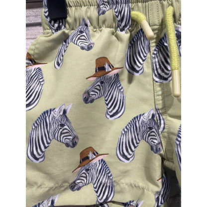 Posh Peanut Swim Trunks Boys 6-12 Months Green Zebra Safari Beachwear Resort1