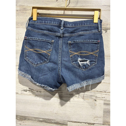 Abercrombie Denim Shorts Girls 13/14 Blue Distressed Button Fly EUC1