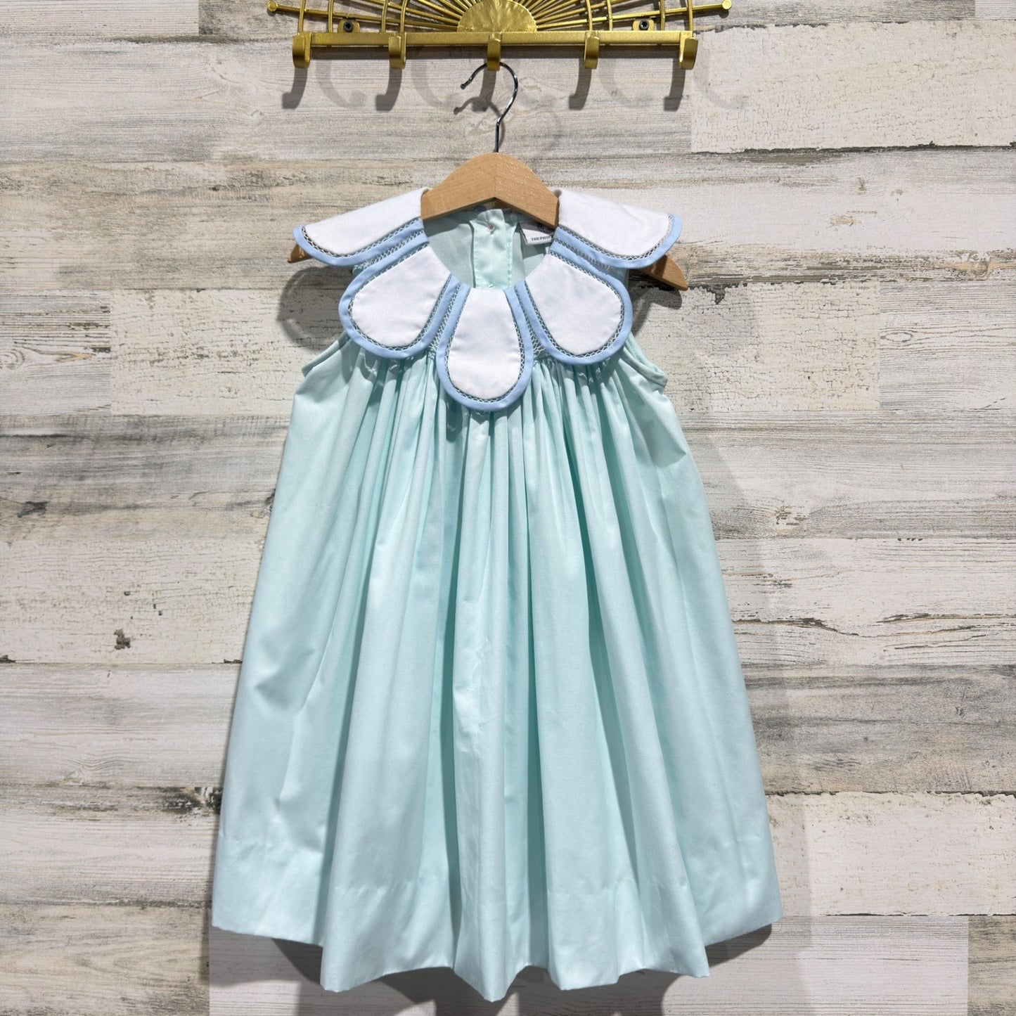The Proper Peony Petal Collar Dress Girls 3T Blue Scalloped Heirloom *Flawed0