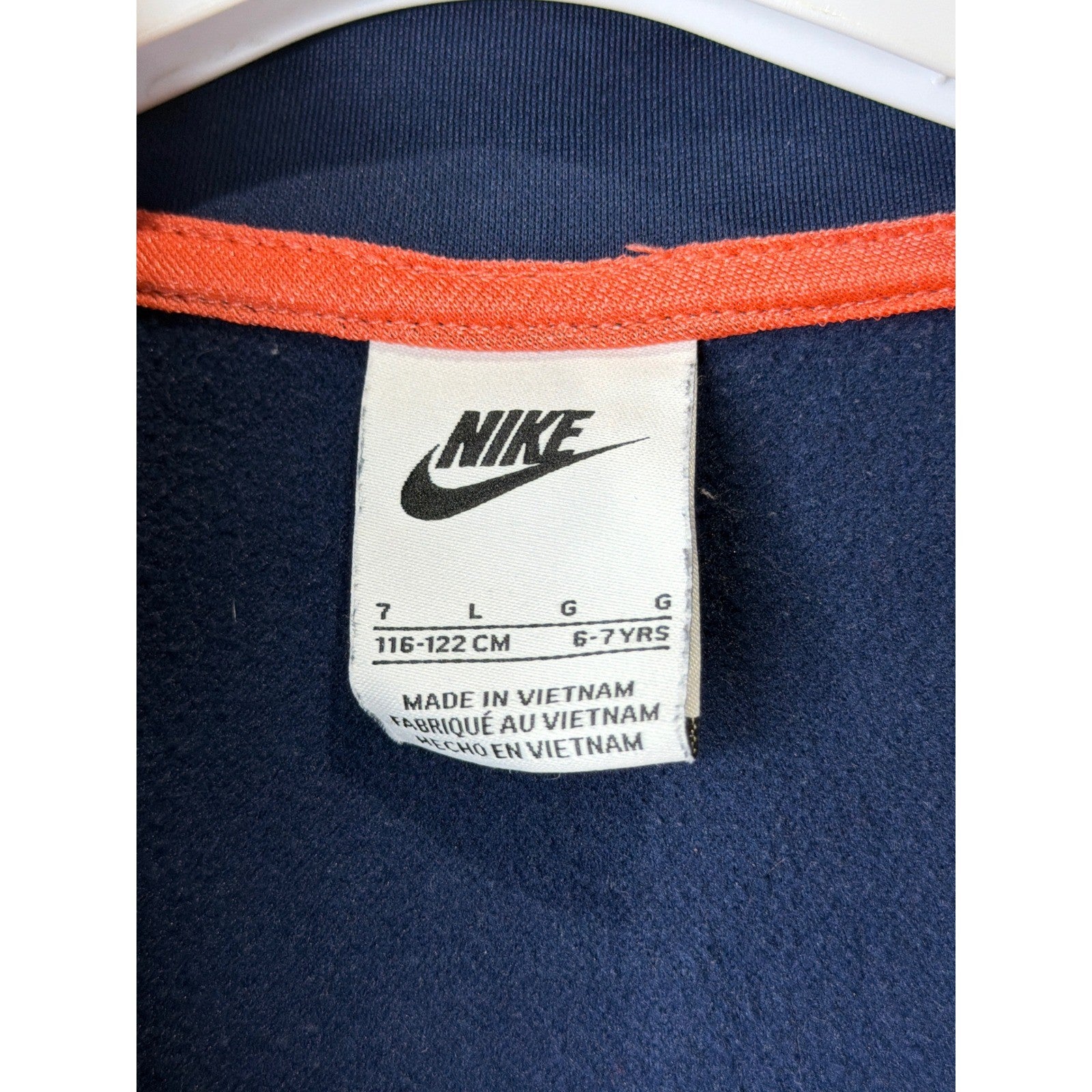 Nike Tracksuit Set Boys Size 7 Navy Blue Orange Zip Up Jacket Joggers3